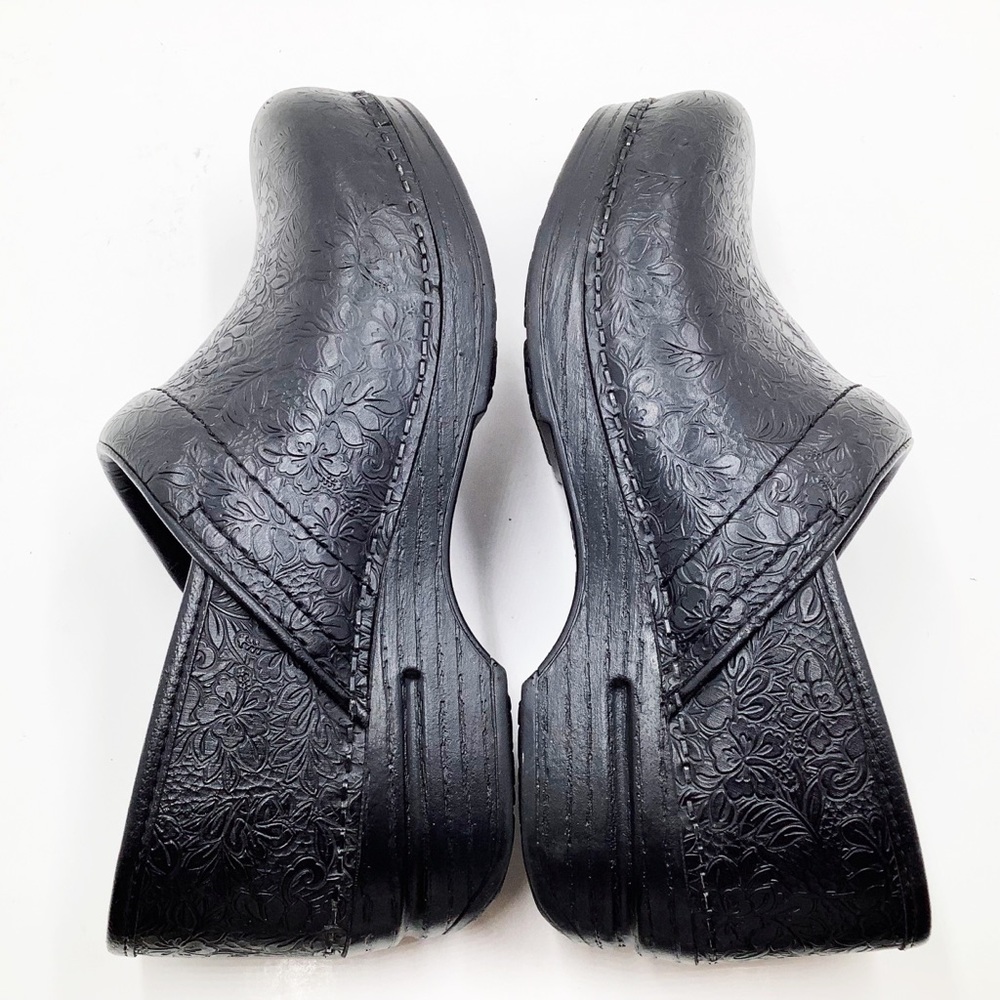 {Dansko} Leather Tooled Pattern Clogs - image 2